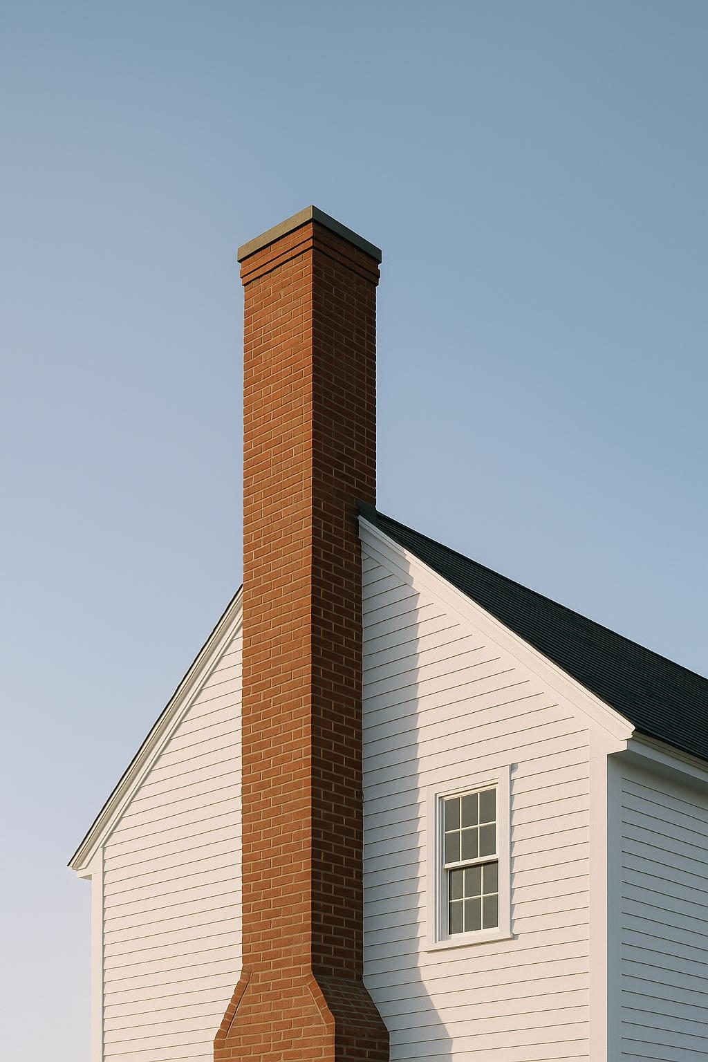 Brick chimney on a colonial house (illustration)